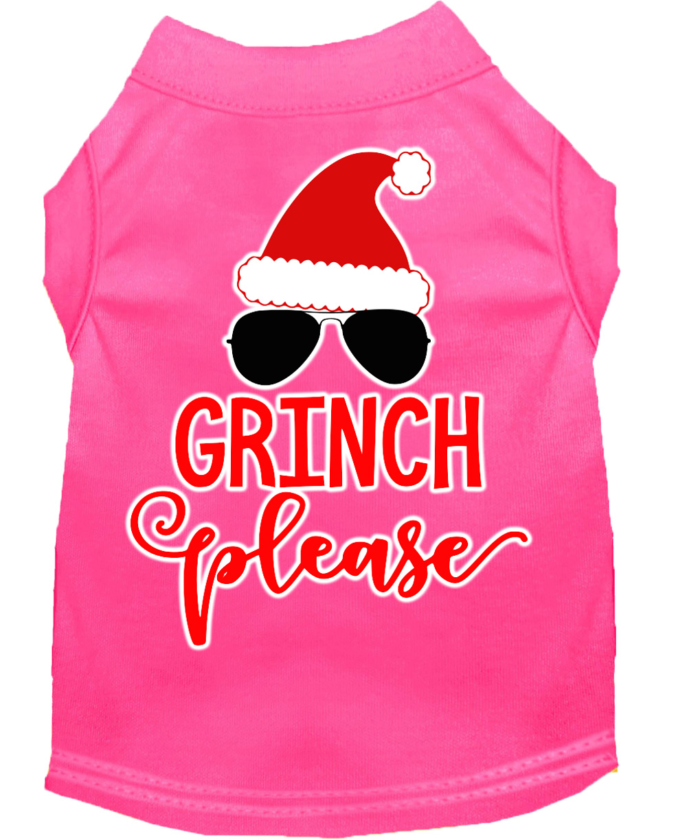 Grinch Please Screen Print Dog Shirt Bright Pink XS